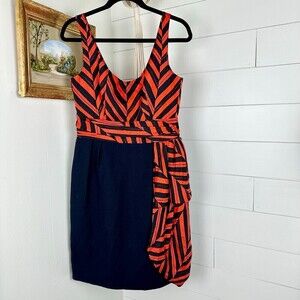 Milly of New York Black and Red Chevron Mini Dress